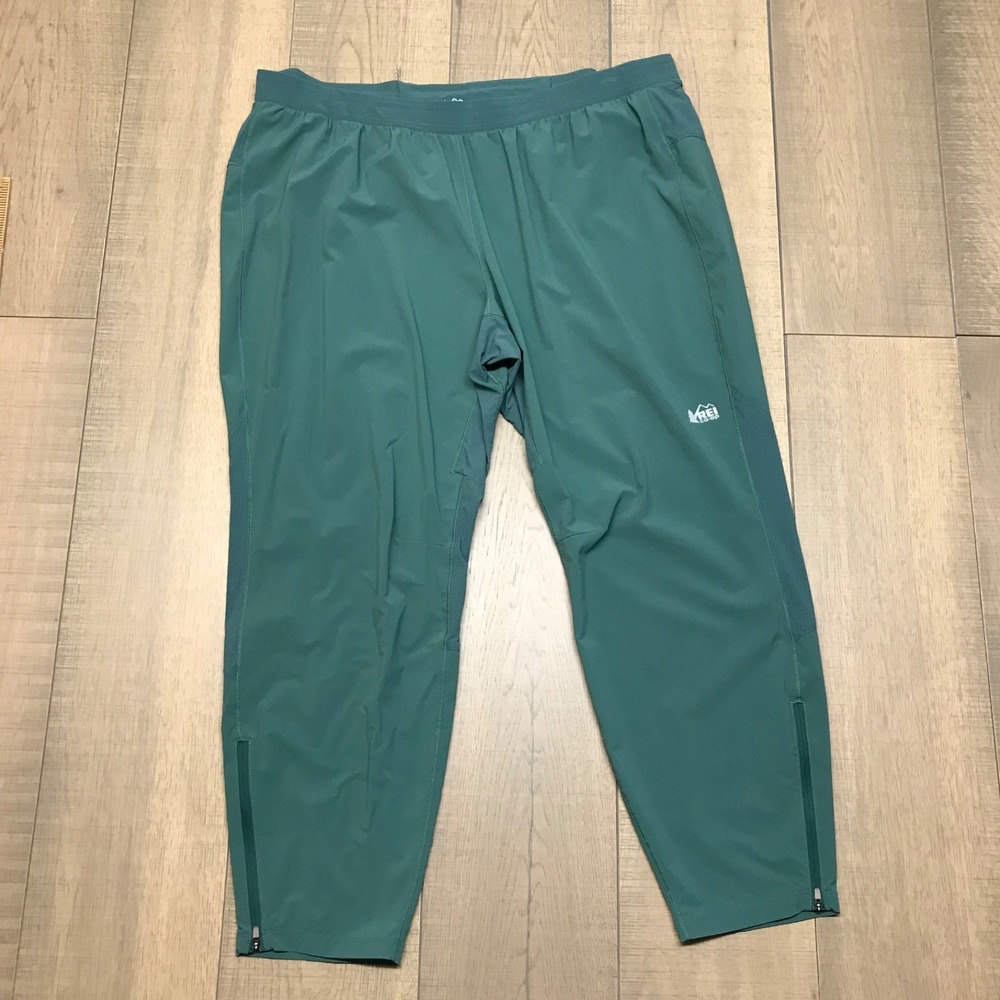 REI Pants Mens Size 2XL‎ Green Running Lightweight Tapered Ankle Zip Track Field